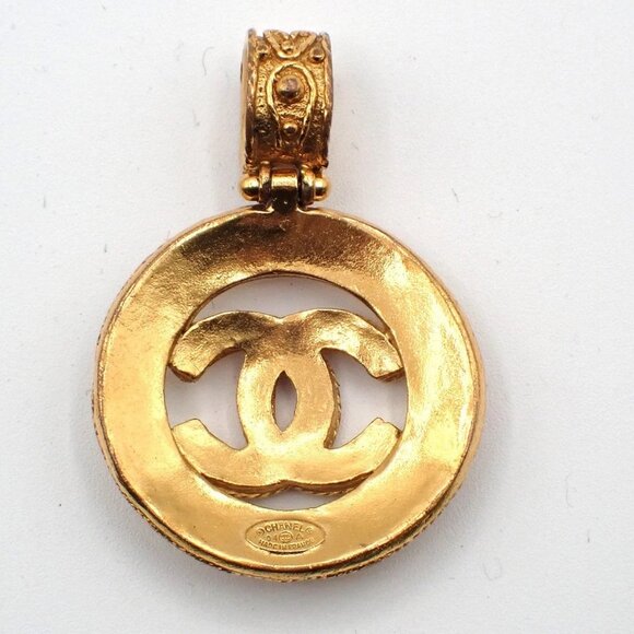 CHANEL CC Logo Necklace Pendant Top Charm 94A Gold GHW France Vintage 73RL695